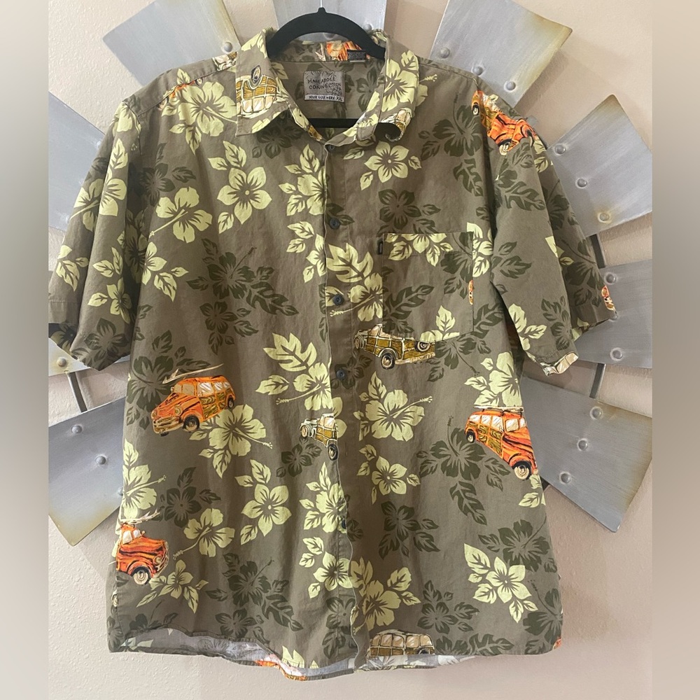 Men's Pineapple Connection Hawaiian and Car Print Shirt